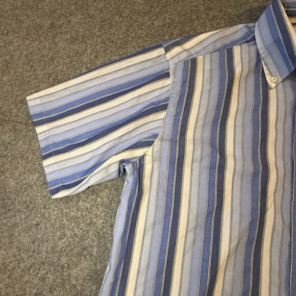 Lacoste Shirt Mens Size 40 Short Sleeve Stripes Blue Button Down - Picture 4 of 11